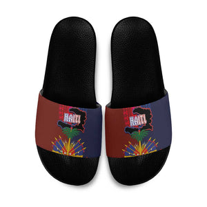 Haiti Coat Of Arms Map Dashiki Slide Sandals Vibrant Caribbean Heritage