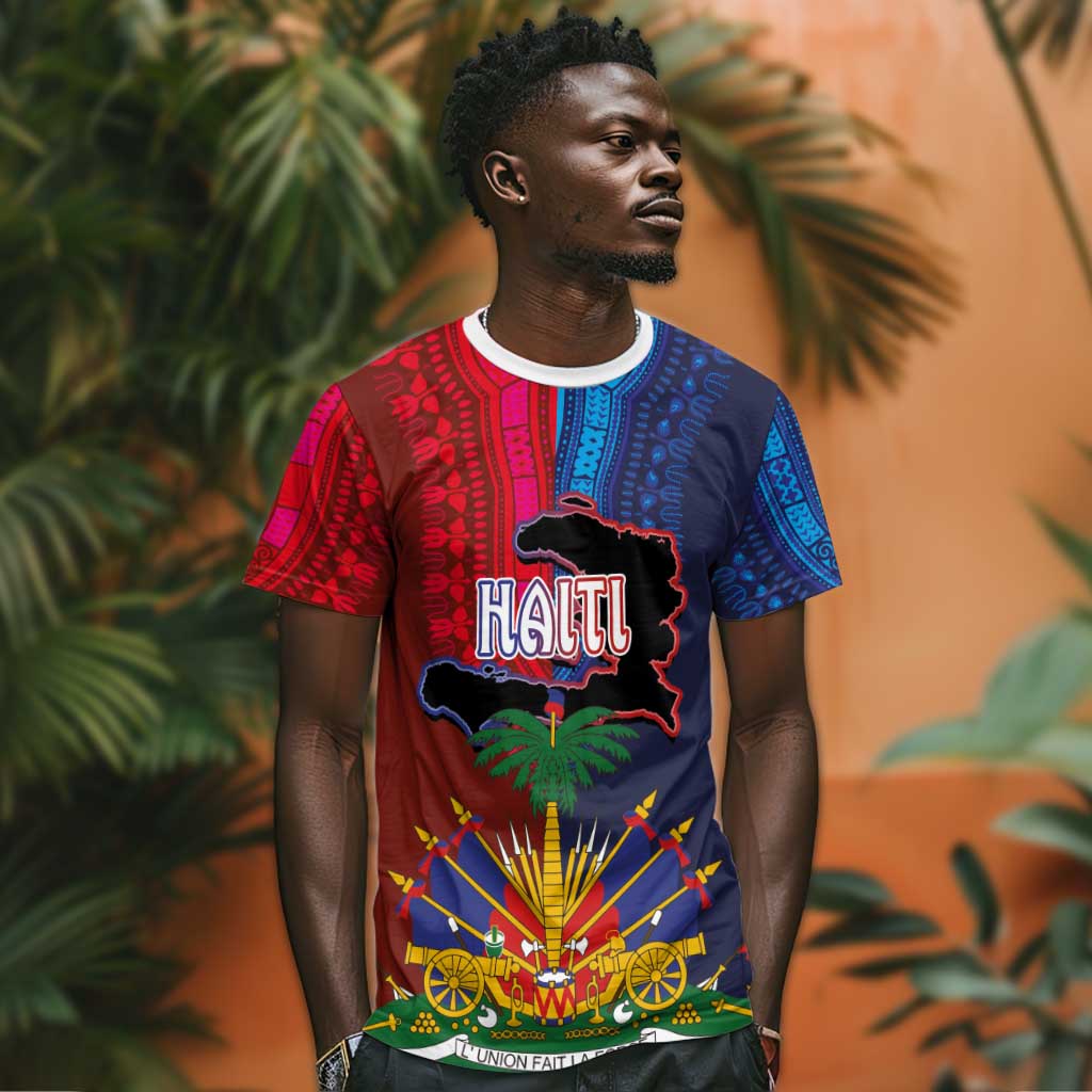 Haiti Coat Of Arms Map Dashiki T shirt Vibrant Caribbean Heritage