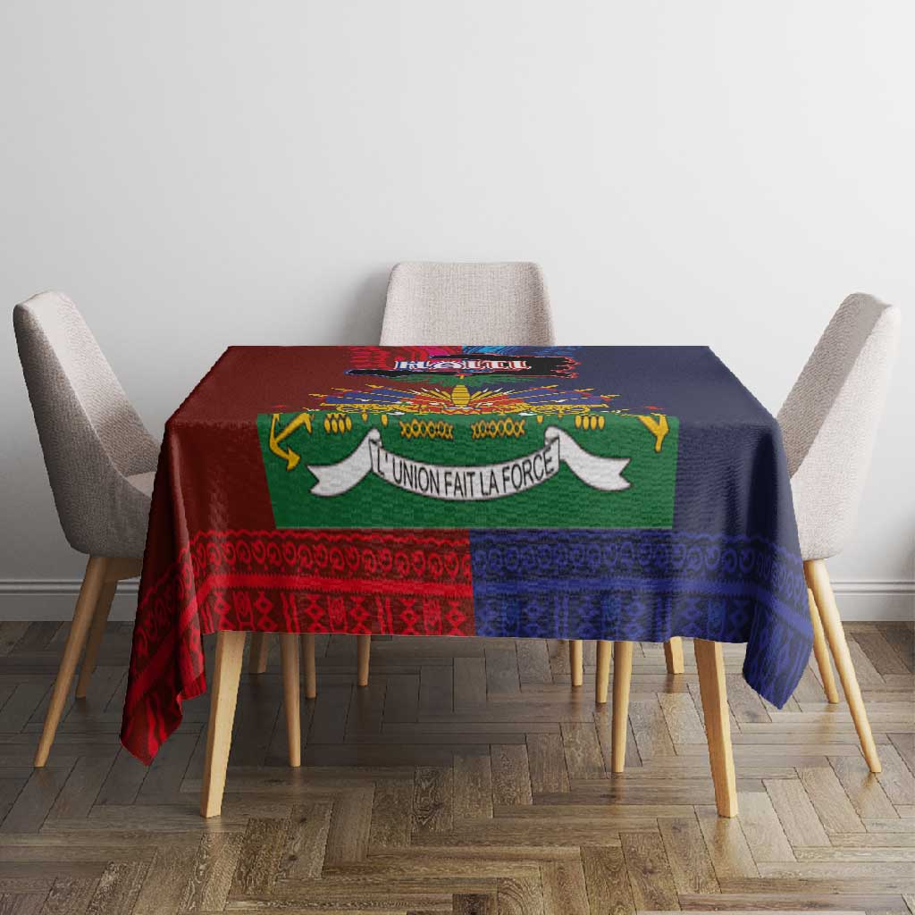 Haiti Coat Of Arms Map Dashiki Tablecloth Vibrant Caribbean Heritage