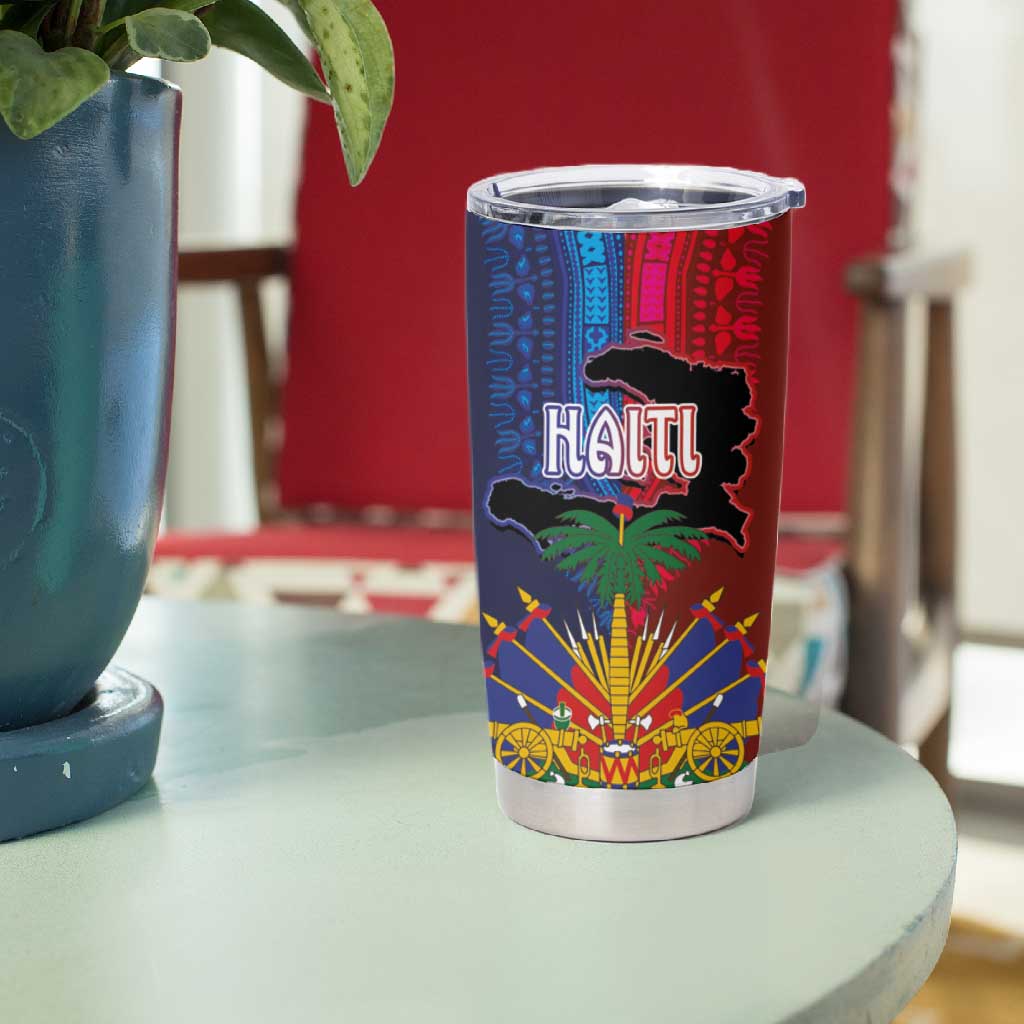 Haiti Coat Of Arms Map Dashiki Tumbler Cup Vibrant Caribbean Heritage