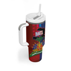Haiti Coat Of Arms Map Dashiki Tumbler With Handle Vibrant Caribbean Heritage