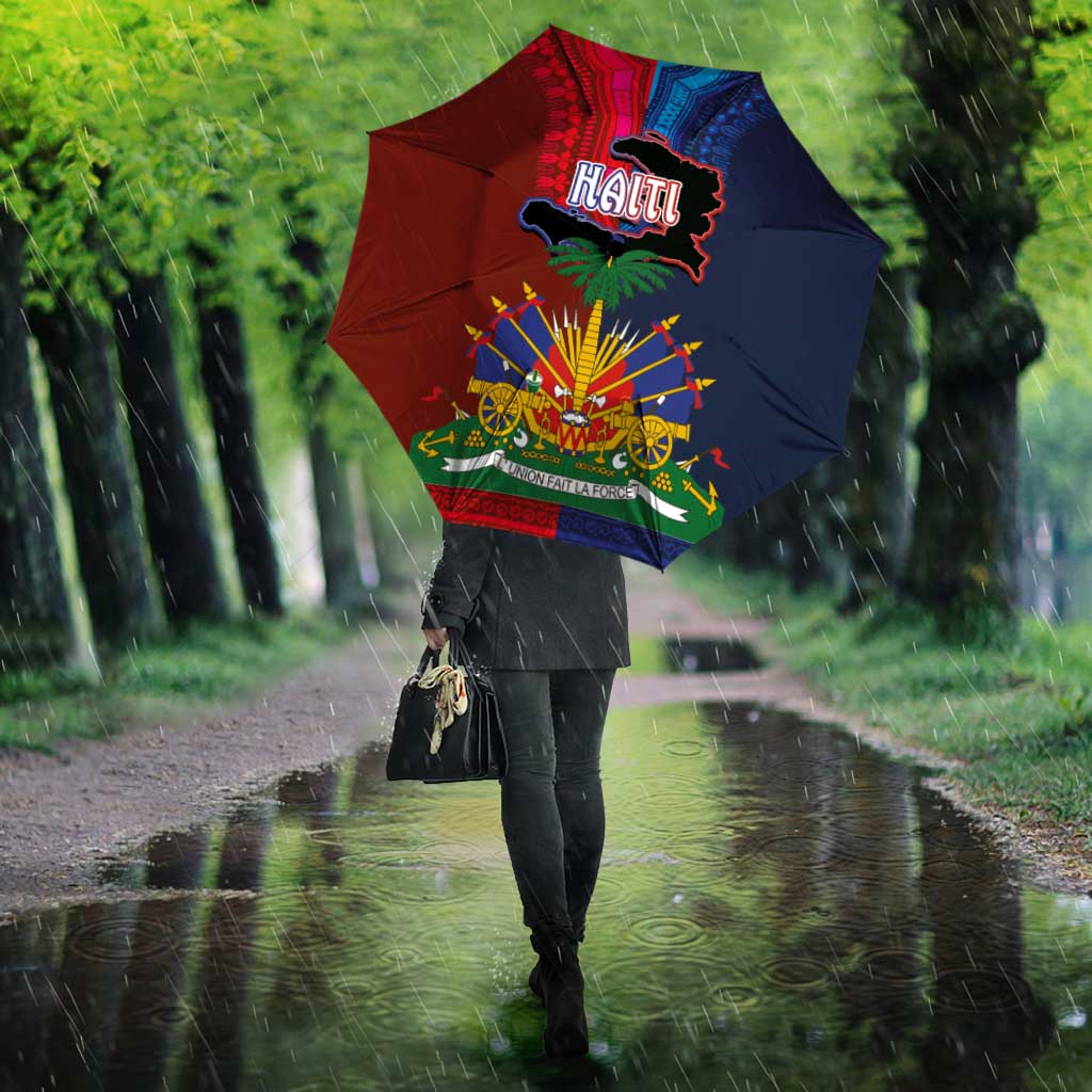 Haiti Coat Of Arms Map Dashiki Umbrella Vibrant Caribbean Heritage