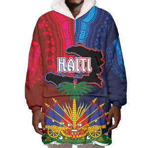 Haiti Coat Of Arms Map Dashiki Wearable Blanket Hoodie Vibrant Caribbean Heritage