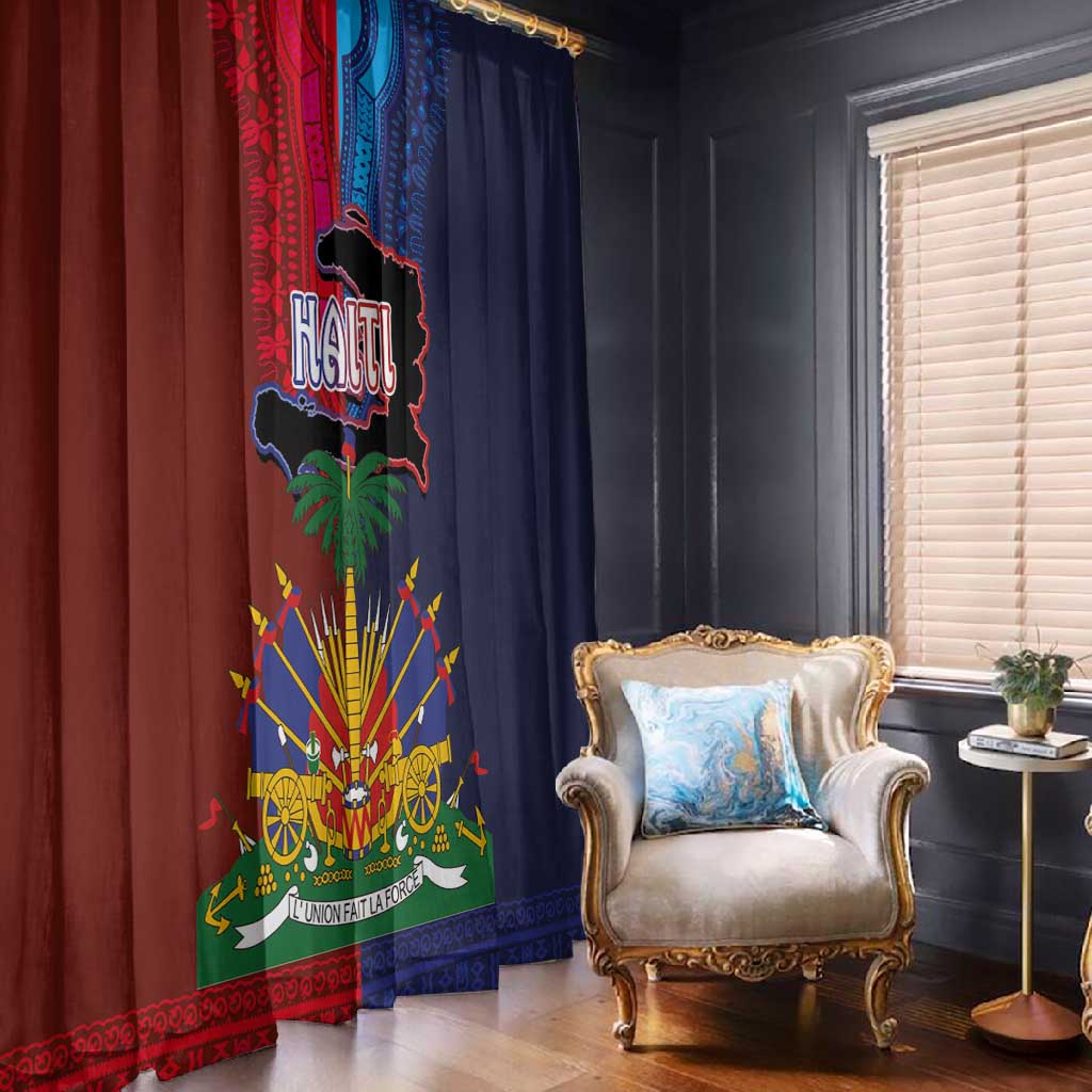 Haiti Coat Of Arms Map Dashiki Window Curtain Vibrant Caribbean Heritage