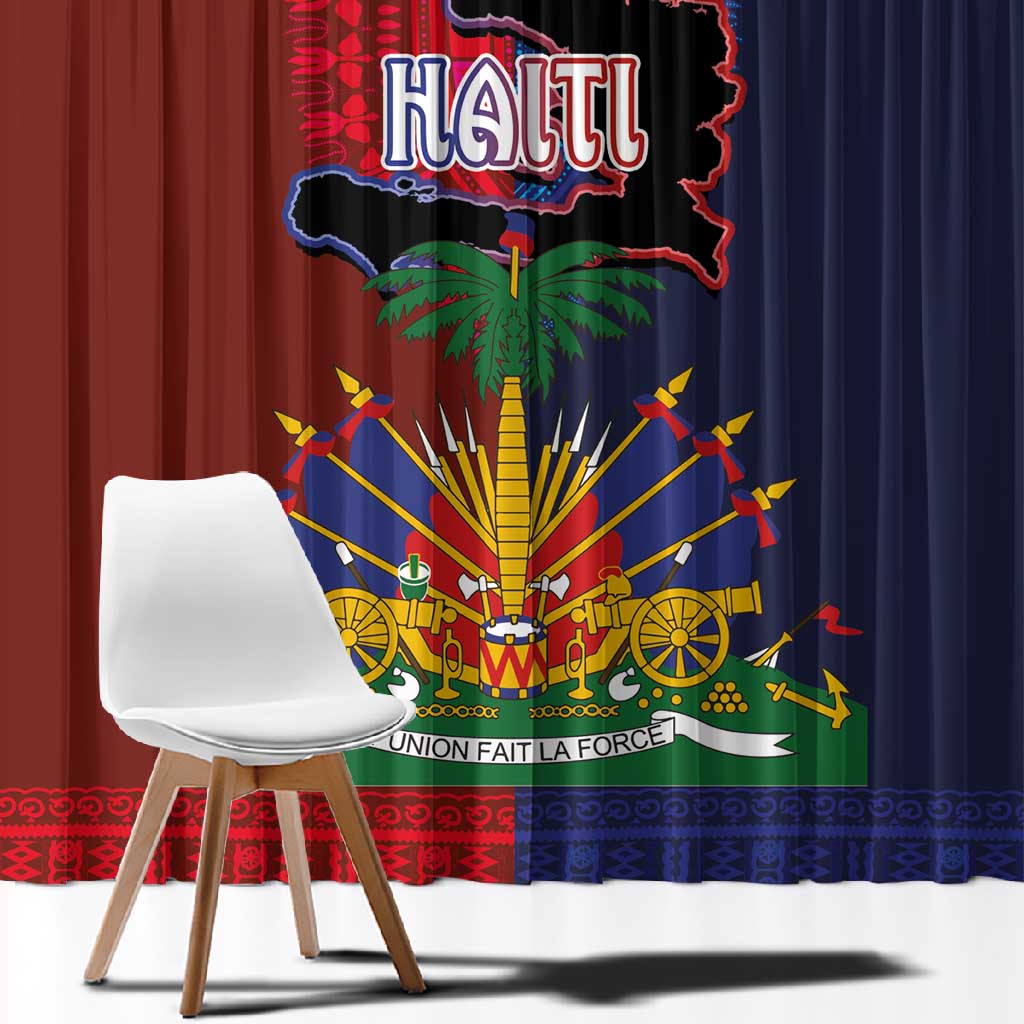 Haiti Coat Of Arms Map Dashiki Window Curtain Vibrant Caribbean Heritage