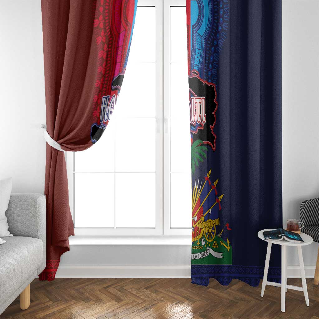 Haiti Coat Of Arms Map Dashiki Window Curtain Vibrant Caribbean Heritage