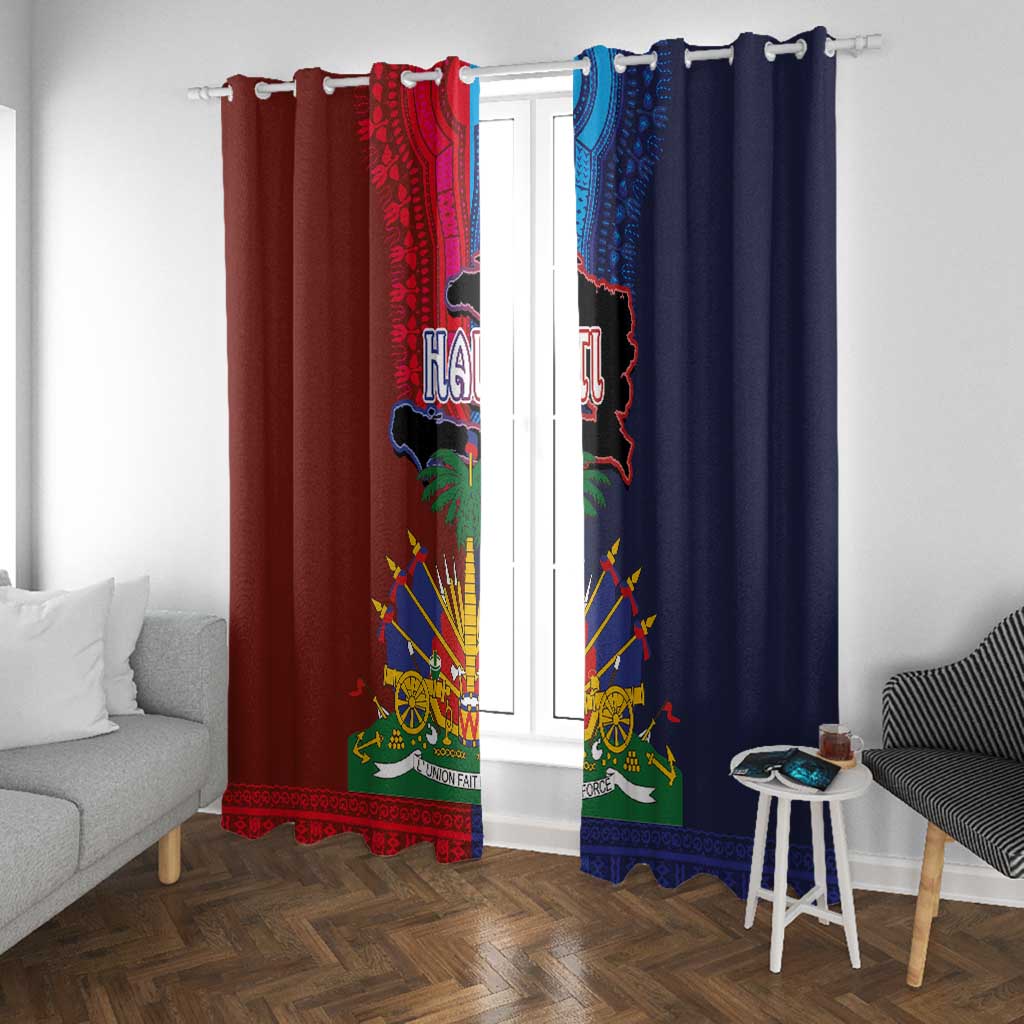 Haiti Coat Of Arms Map Dashiki Window Curtain Vibrant Caribbean Heritage