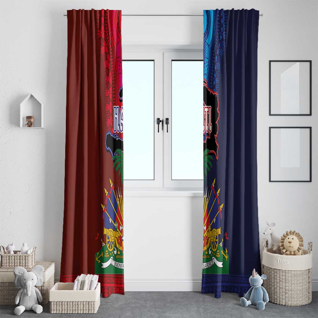 Haiti Coat Of Arms Map Dashiki Window Curtain Vibrant Caribbean Heritage