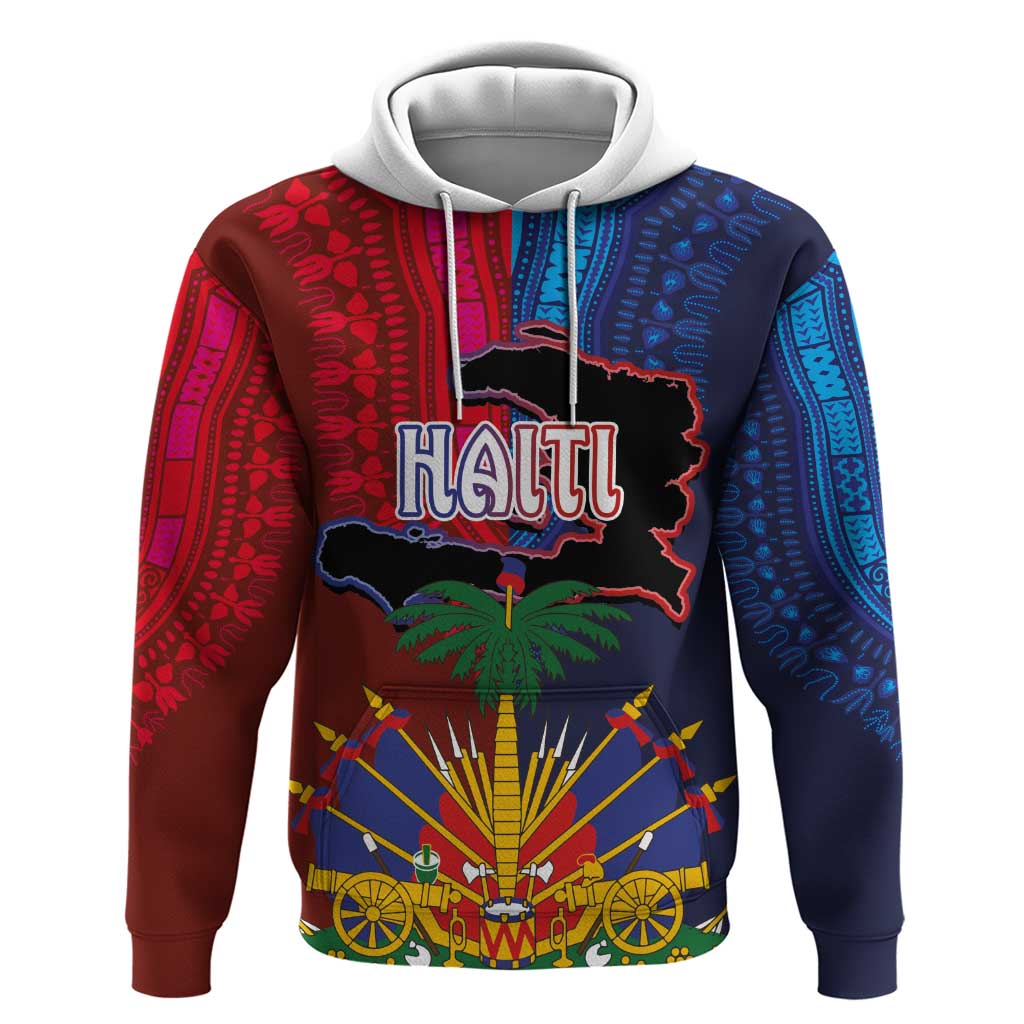 Haiti Coat Of Arms Map Dashiki Zip Hoodie Vibrant Caribbean Heritage
