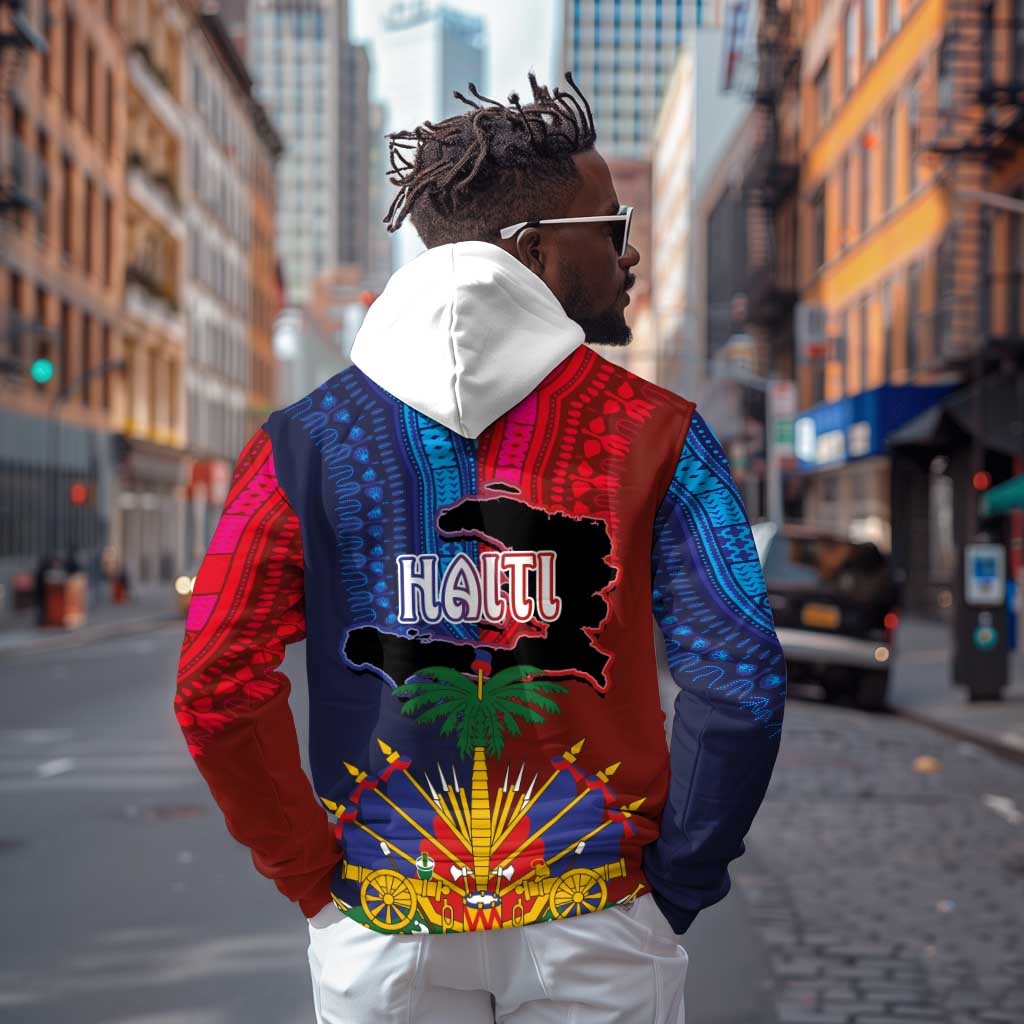 Haiti Coat Of Arms Map Dashiki Zip Hoodie Vibrant Caribbean Heritage
