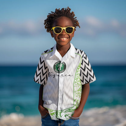 Nigeria National Football Custom Kid Hawaiian Shirt Blokecore T90 Sporty Style