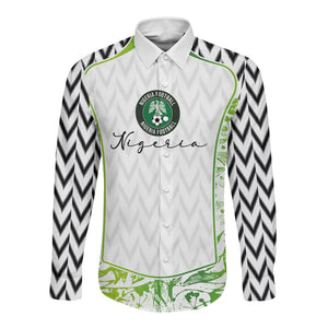 Nigeria National Football Custom Long Sleeve Button Shirt Blokecore T90 Sporty Style