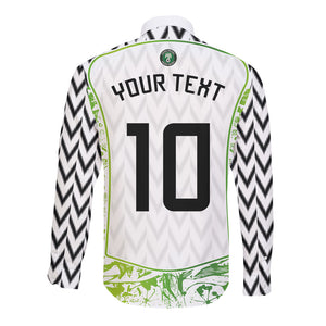Nigeria National Football Custom Long Sleeve Button Shirt Blokecore T90 Sporty Style