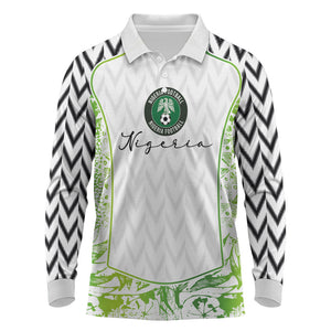 Nigeria National Football Custom Long Sleeve Polo Shirt Blokecore T90 Sporty Style