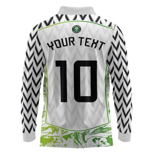 Nigeria National Football Custom Long Sleeve Polo Shirt Blokecore T90 Sporty Style