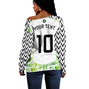 Nigeria National Football Custom Off Shoulder Sweater Blokecore T90 Sporty Style
