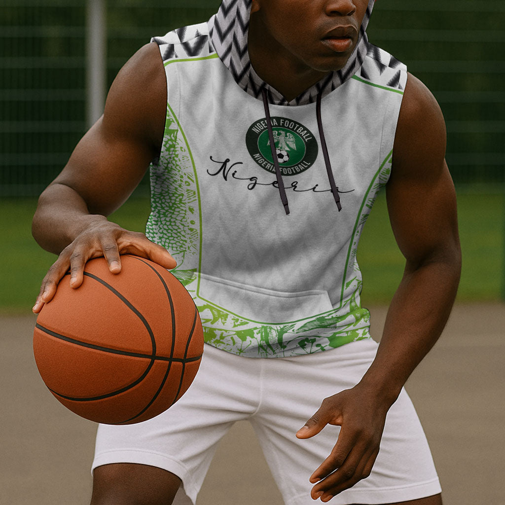 Nigeria National Football Custom Sleeveless Hoodie Blokecore T90 Sporty Style