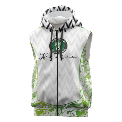 Nigeria National Football Custom Sleeveless Zip Hoodie Blokecore T90 Sporty Style