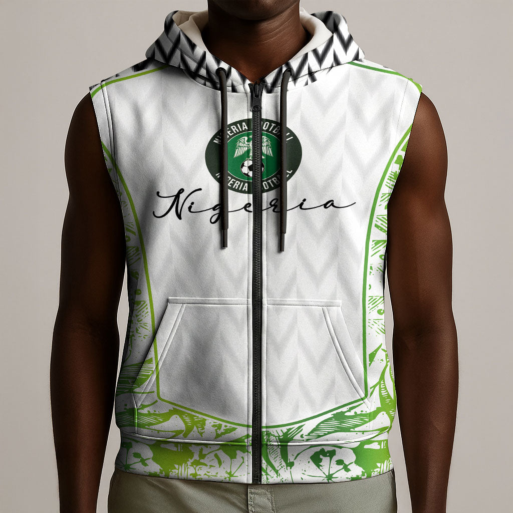 Nigeria National Football Custom Sleeveless Zip Hoodie Blokecore T90 Sporty Style