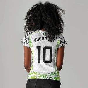 Nigeria National Football Custom Women V-Neck T-Shirt Blokecore T90 Sporty Style