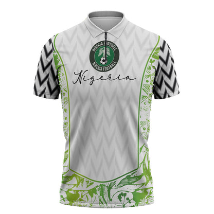 Nigeria National Football Custom Zipper Polo Shirt Blokecore T90 Sporty Style