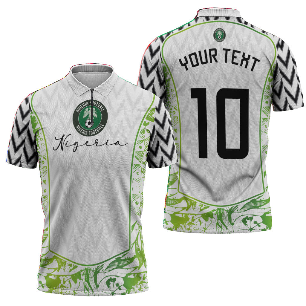 Nigeria National Football Custom Zipper Polo Shirt Blokecore T90 Sporty Style