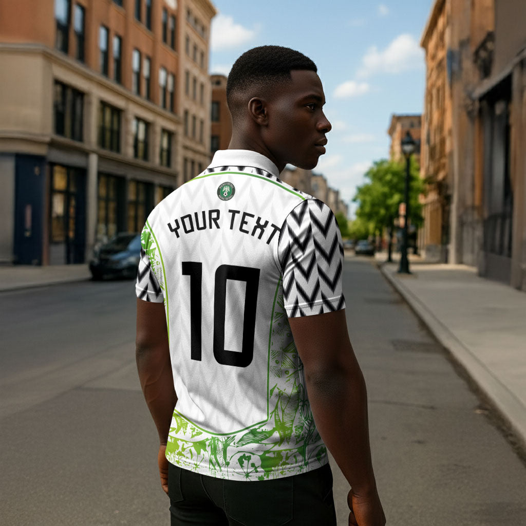 Nigeria National Football Custom Zipper Polo Shirt Blokecore T90 Sporty Style