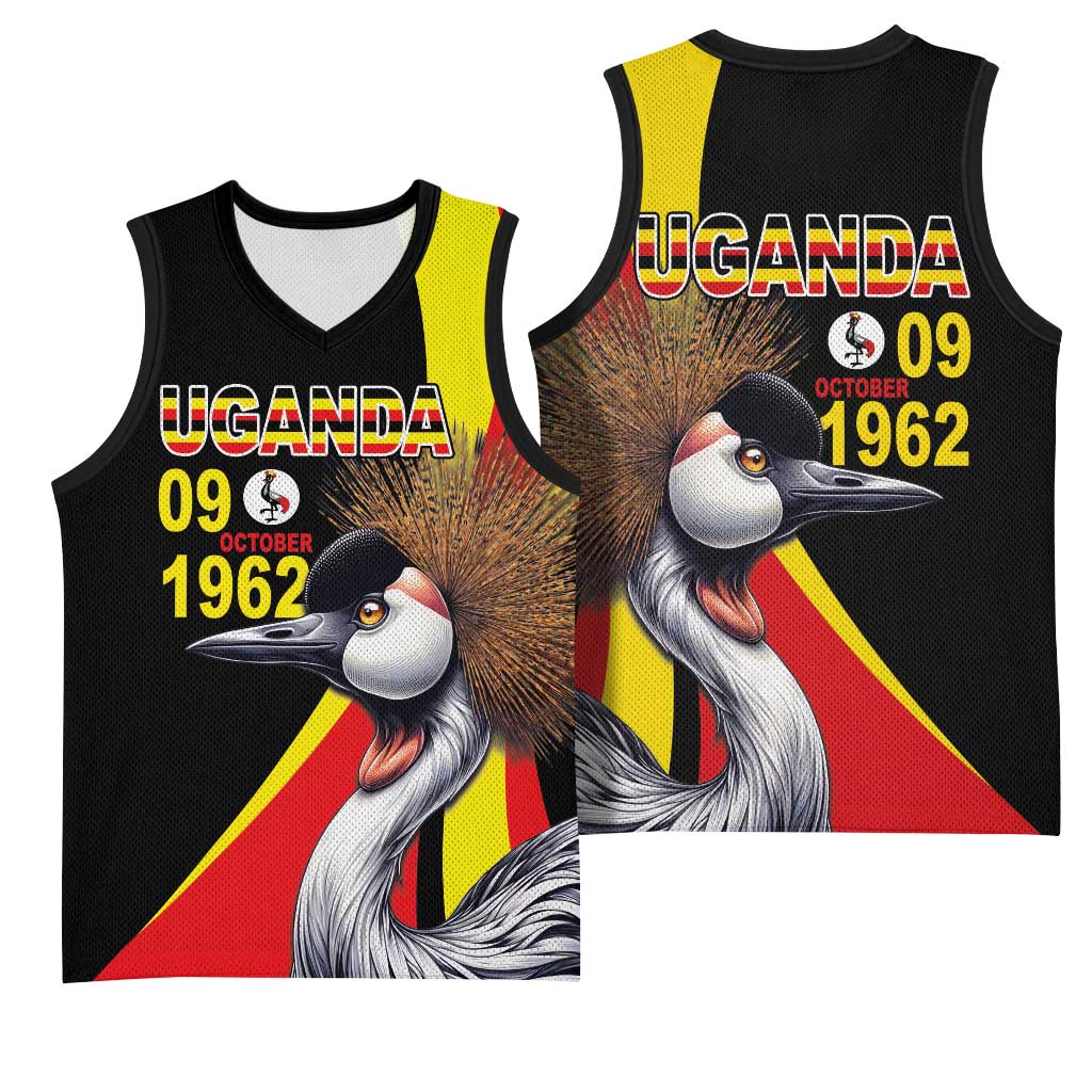 Uganda Independence Day with Crowned Cranes Basketball Jersey LT03