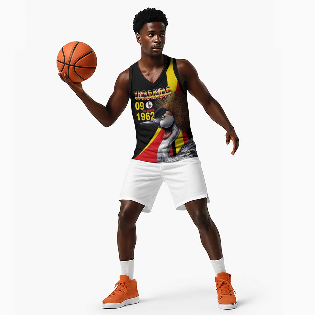 Uganda Independence Day with Crowned Cranes Basketball Jersey LT03