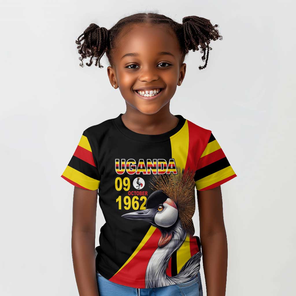 Uganda Independence Day with Crowned Cranes Kid T shirt