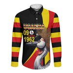Uganda Independence Day with Crowned Cranes Long Sleeve Button Shirt