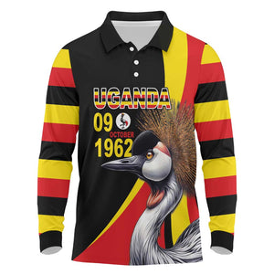 Uganda Independence Day with Crowned Cranes Long Sleeve Polo Shirt