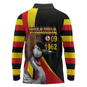 Uganda Independence Day with Crowned Cranes Long Sleeve Polo Shirt