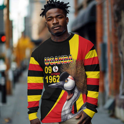 Uganda Independence Day with Crowned Cranes Long Sleeve Shirt LT03