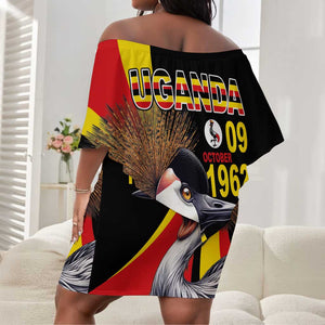 Uganda Independence Day with Crowned Cranes Off Shoulder Short Dress