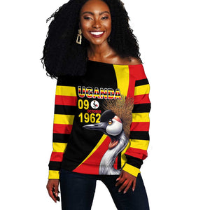 Uganda Independence Day with Crowned Cranes Off Shoulder Sweater