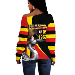 Uganda Independence Day with Crowned Cranes Off Shoulder Sweater