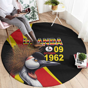 Uganda Independence Day with Crowned Cranes Round Carpet