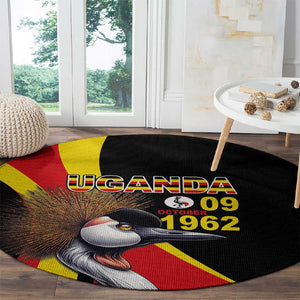 Uganda Independence Day with Crowned Cranes Round Carpet