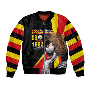 Uganda Independence Day with Crowned Cranes Sleeve Zip Bomber Jacket