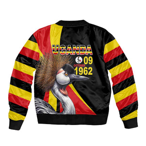 Uganda Independence Day with Crowned Cranes Sleeve Zip Bomber Jacket