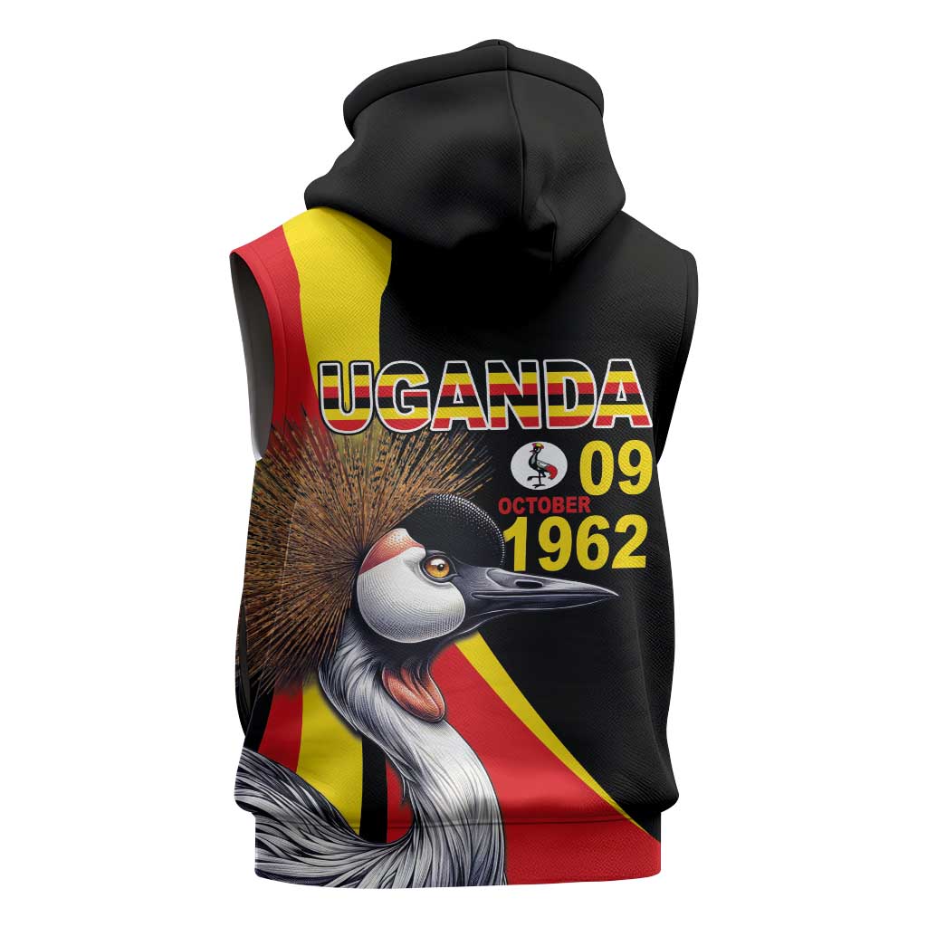 Uganda Independence Day with Crowned Cranes Sleeveless Zip Hoodie - African Pride
