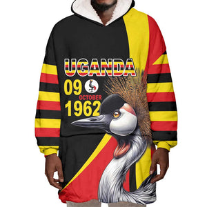 Uganda Independence Day with Crowned Cranes Wearable Blanket Hoodie