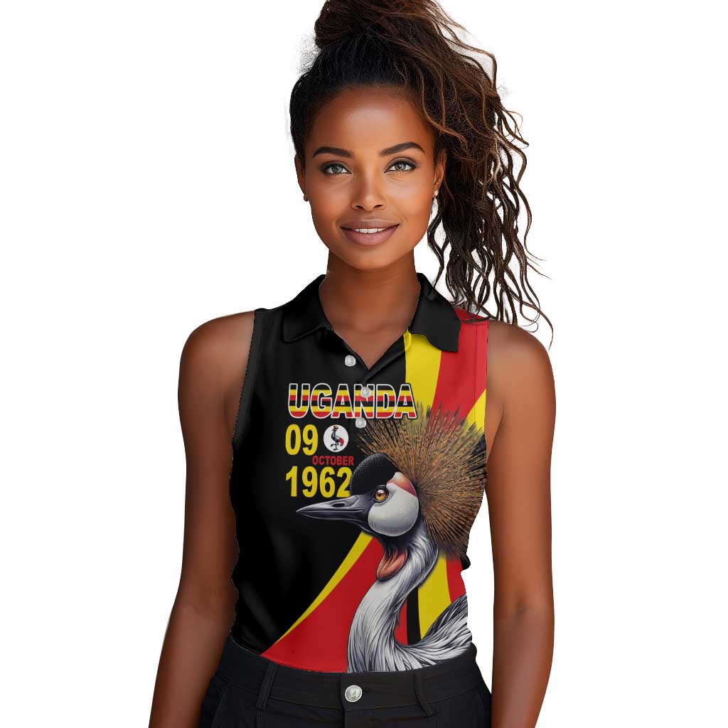 Uganda Independence Day with Crowned Cranes Women Sleeveless Polo Shirt