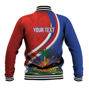 Personalized Haiti and Poland Cultural Fusion Baseball Jacket White Eagle and Haitian Independence Symbols