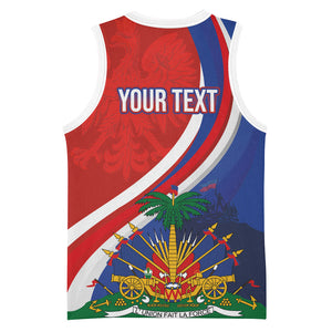Personalized Haiti and Poland Cultural Fusion Basketball Jersey White Eagle and Haitian Independence Symbols