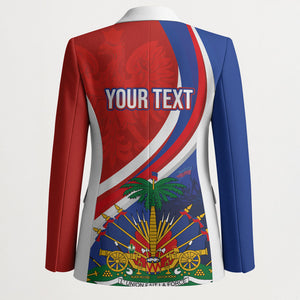 Personalized Haiti and Poland Cultural Fusion Blazer White Eagle and Haitian Independence Symbols