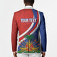 Personalized Haiti and Poland Cultural Fusion Blazer White Eagle and Haitian Independence Symbols