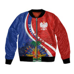 Personalized Haiti and Poland Cultural Fusion Bomber Jacket White Eagle and Haitian Independence Symbols