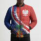 Personalized Haiti and Poland Cultural Fusion Bomber Puffer Jacket White Eagle and Haitian Independence Symbols